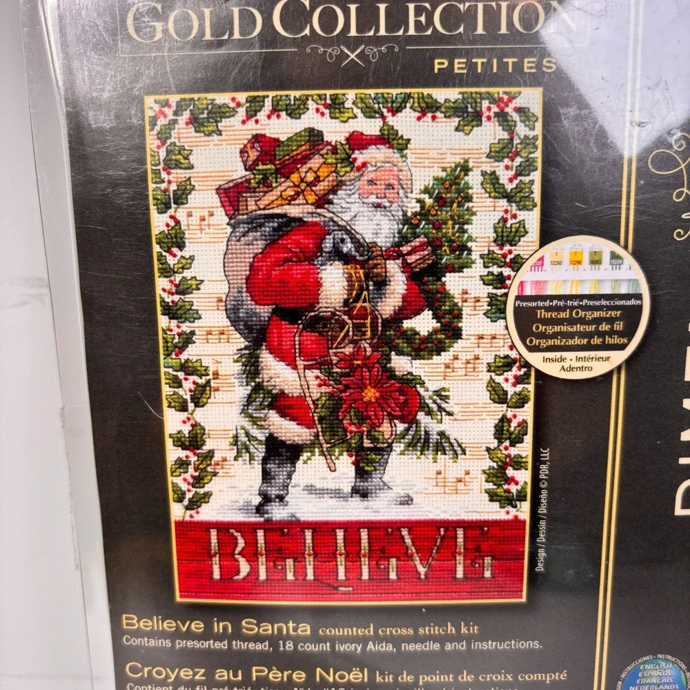 Dimensions Gold Collection Petites BELIEVE IN SANTA Cross Stitch 70-08980 VTG
